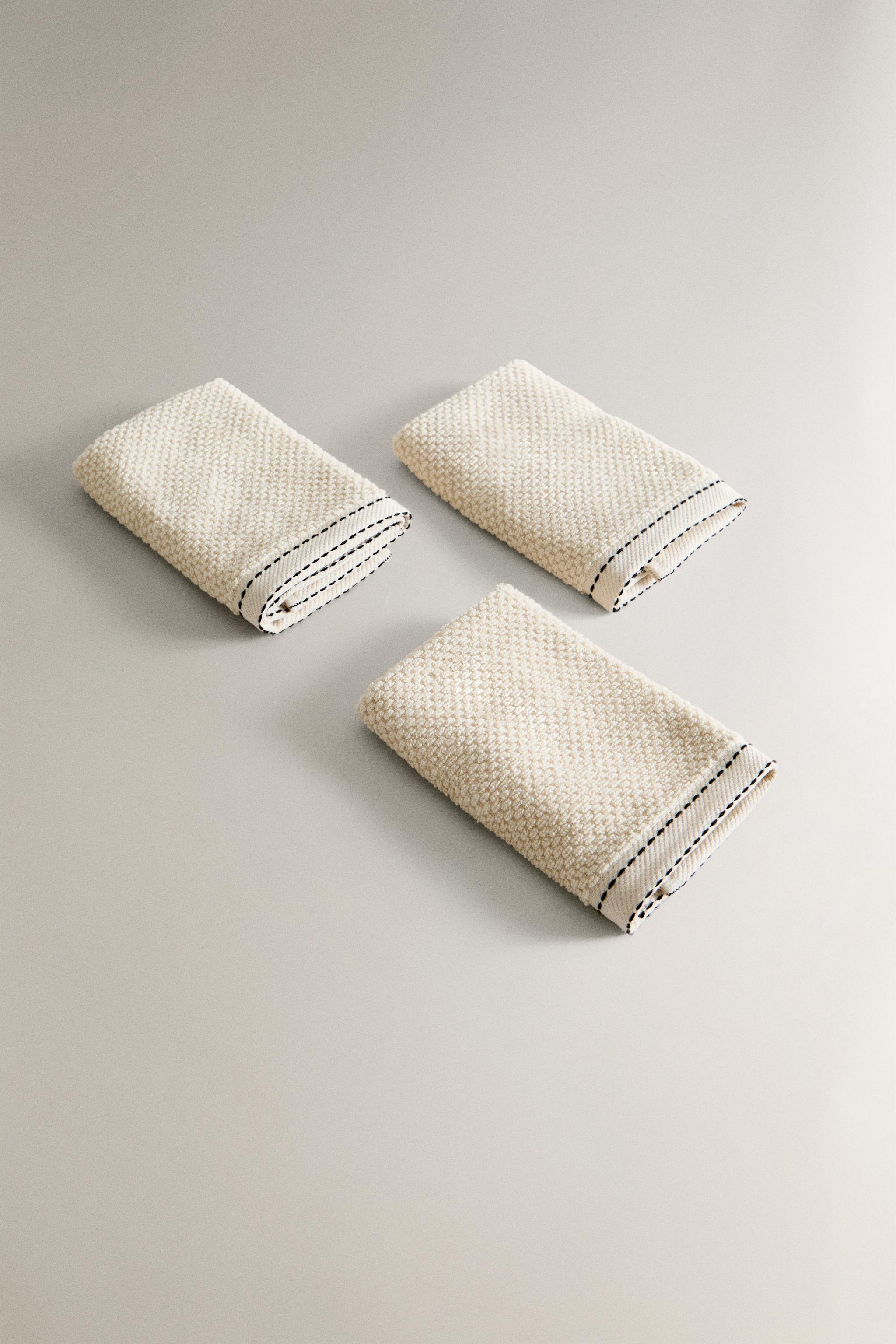 SET OF RICE STITCH HAND TOWELS (SET OF 3)